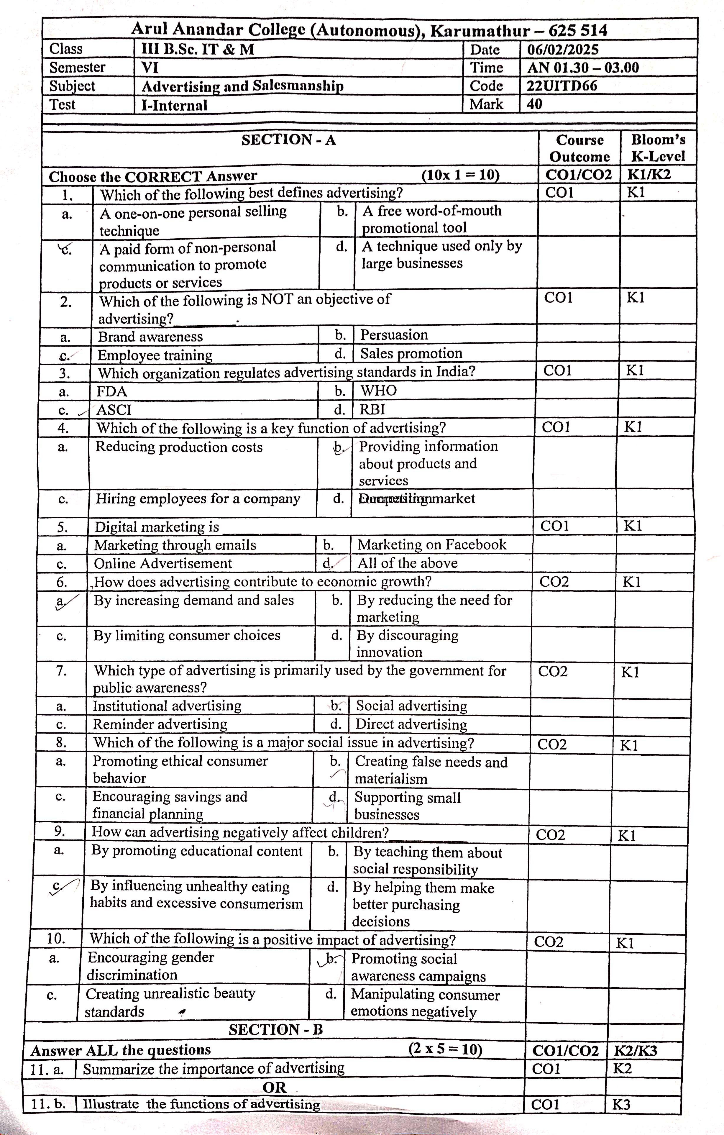 Ist Internal (A&S)